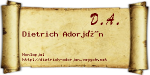 Dietrich Adorján névjegykártya